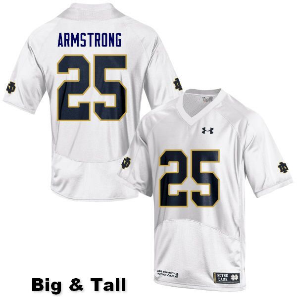 Men's NCAA Notre Dame Fighting Irish #25 Jafar Armstrong Stitched College Under Armour Authentic White Big & Tall Football Jersey XN10L33EB